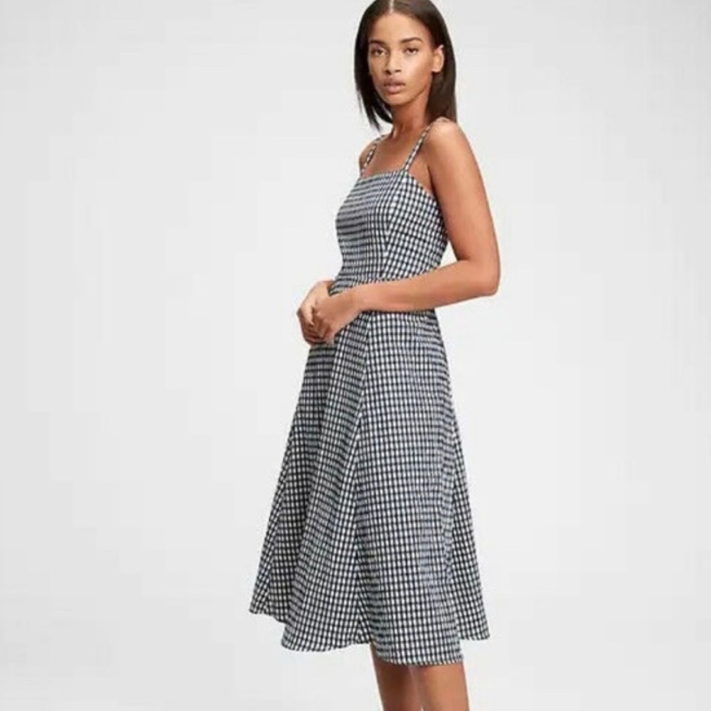 GAP Black and White Checkered Midi Dress
